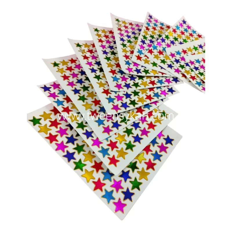 Mini Sparkle Colourful 8 Stripes Star Stickers