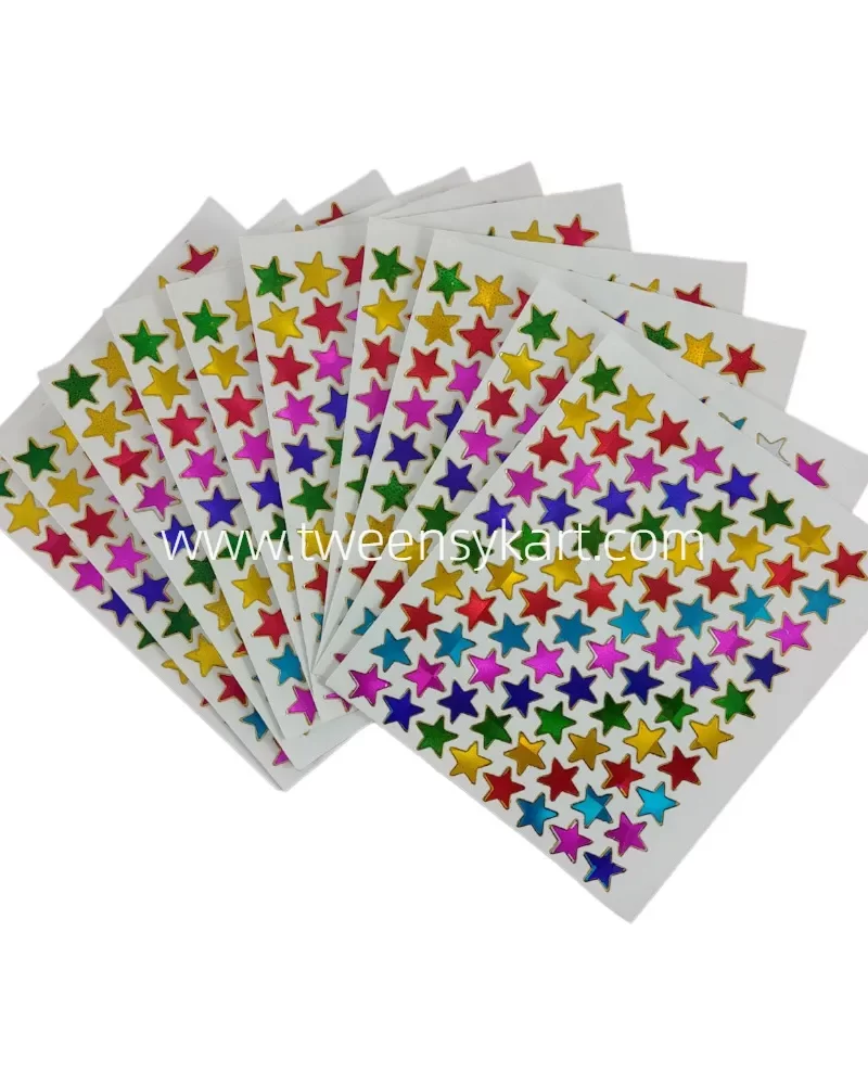 Mini Sparkle Colourful 8 Stripes Star Stickers