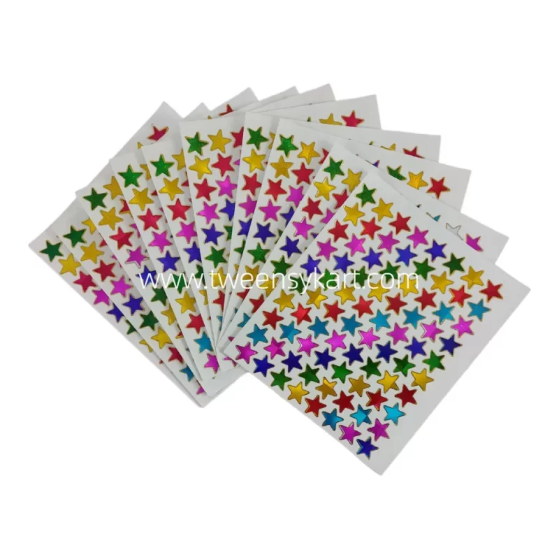 Mini Sparkle Colourful 8 Stripes Star Stickers