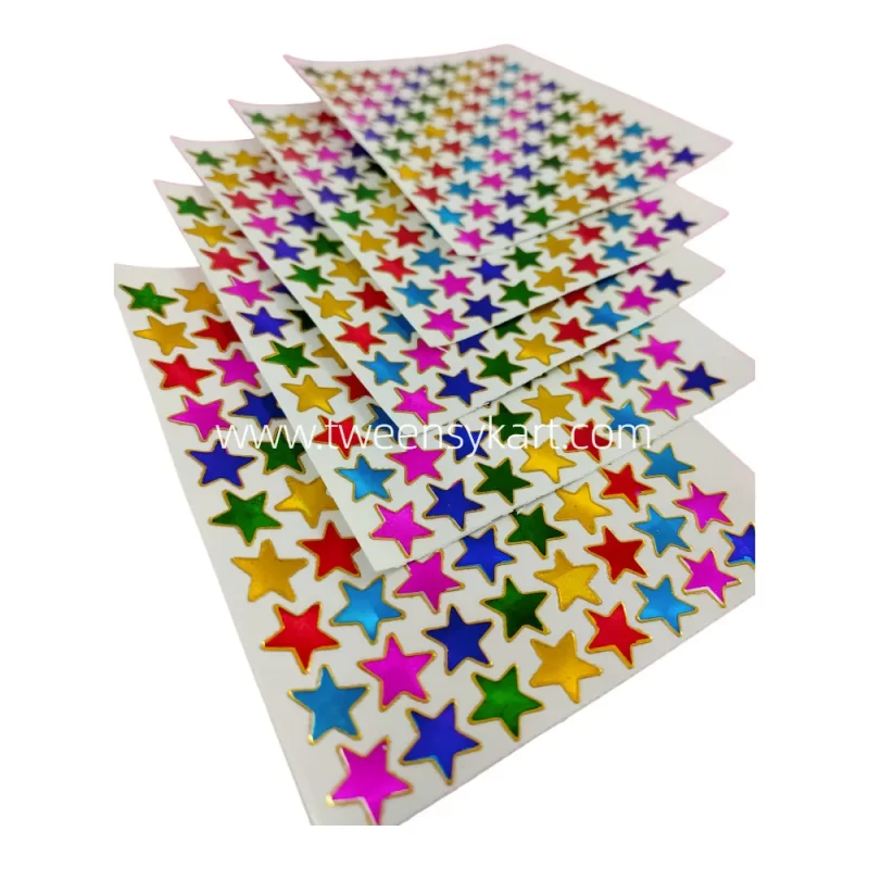 Mini Sparkle Colourful 8 Stripes Star Stickers