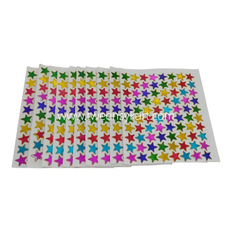 Mini Sparkle Colourful 8 Stripes Star Stickers