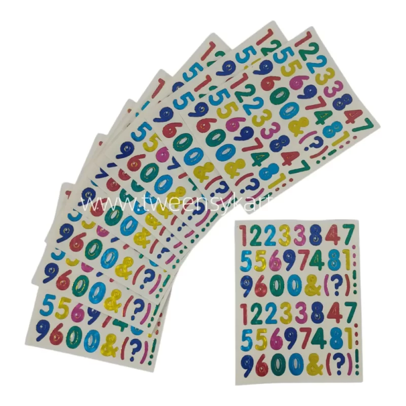 Mini Sparkle Colorful Number Stickers