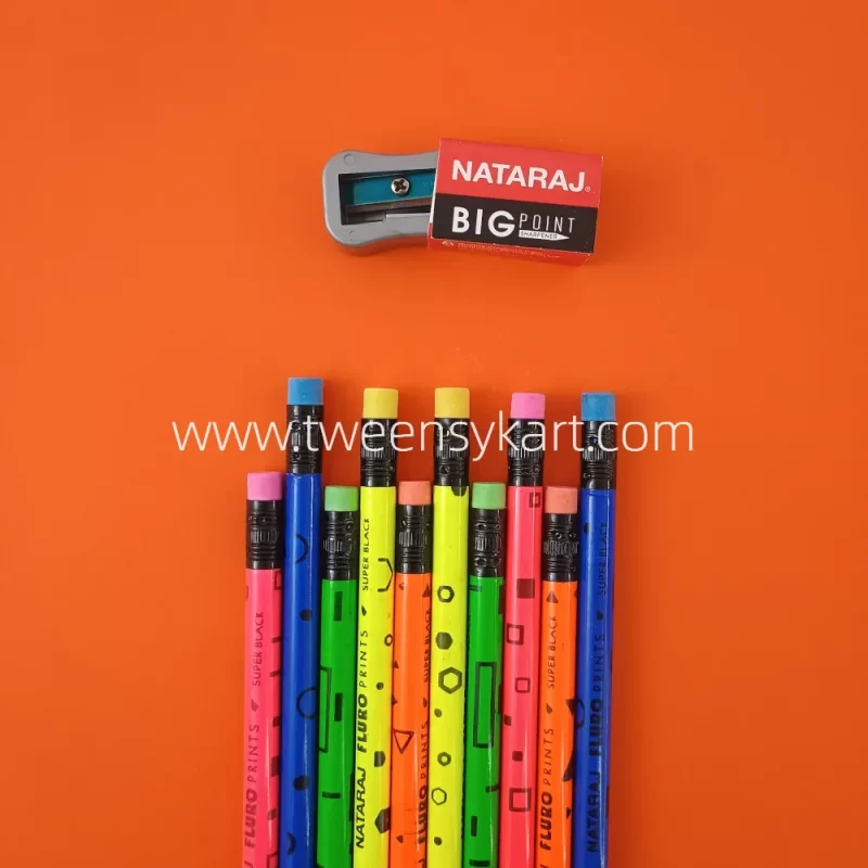 Natraj Fluro Print Rubber Tipped Bright Pencils