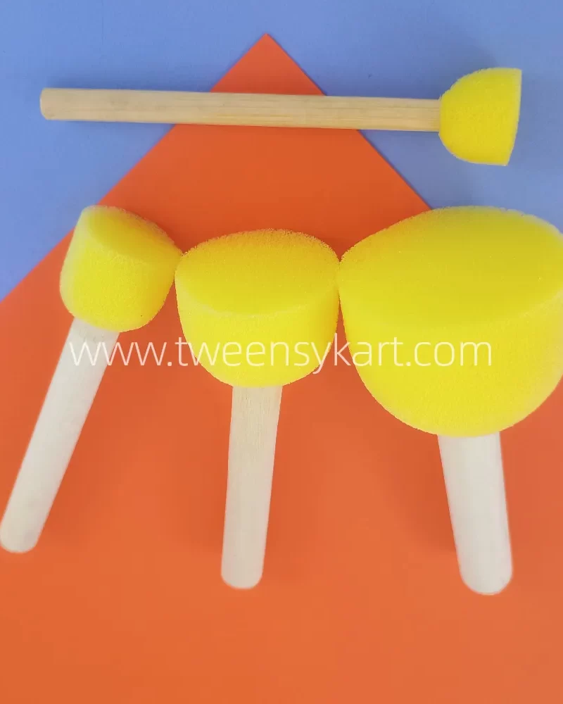 Yellow Sponge Dabbers With Wooden Stick To Hold