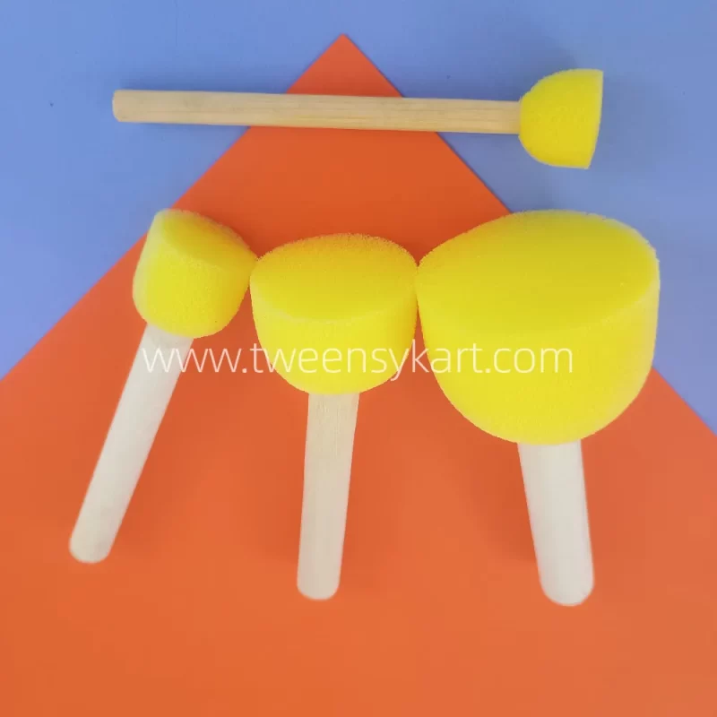 Yellow Sponge Dabbers With Wooden Stick To Hold