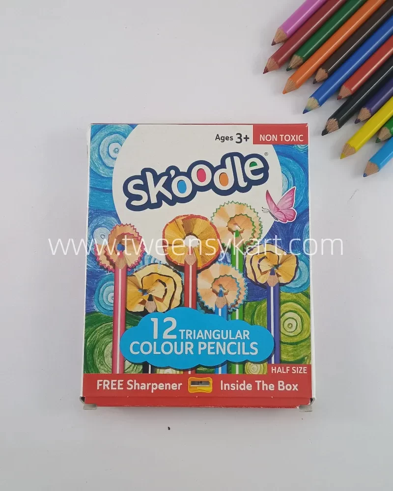 Skoodle Triangular Colour Pencils With Sharpner