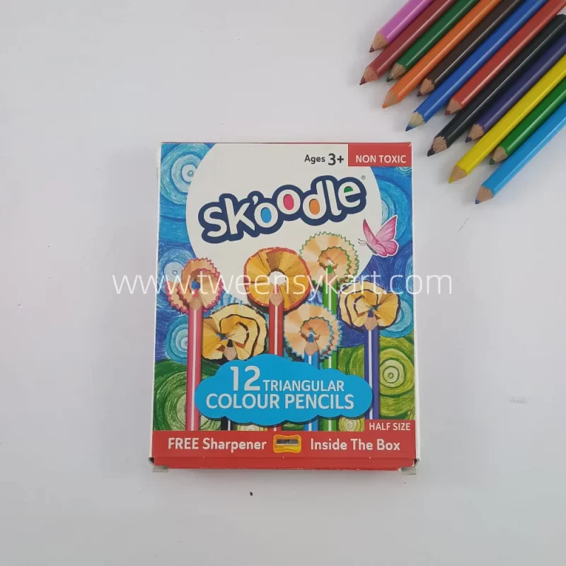 Skoodle Triangular Colour Pencils With Sharpner