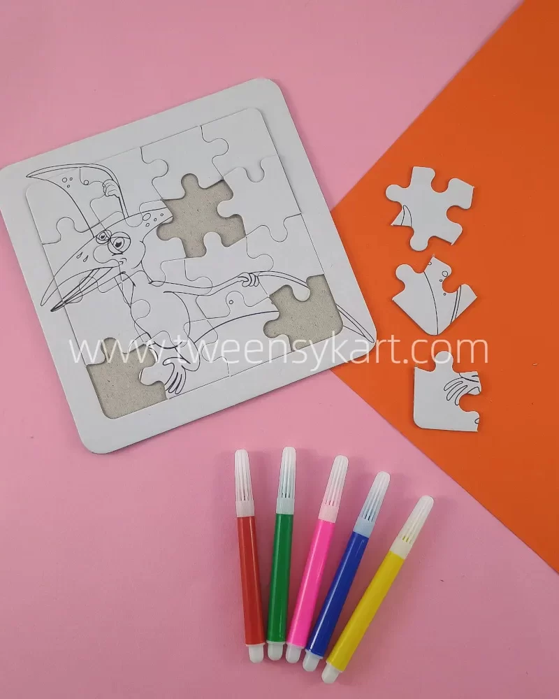 Jigsaw & Colouring Puzzle Cards With Mini Sketch Pens