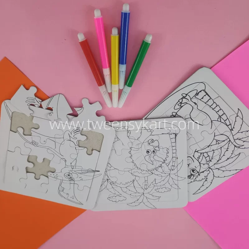 Jigsaw & Colouring Puzzle Cards With Mini Sketch Pens