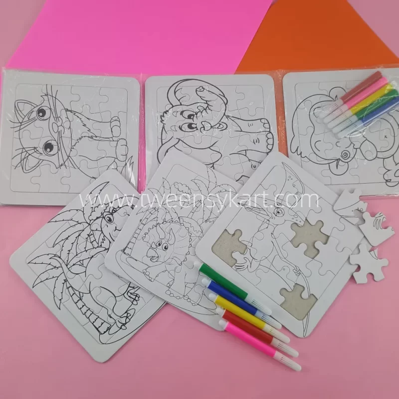 Jigsaw & Colouring Puzzle Cards With Mini Sketch Pens