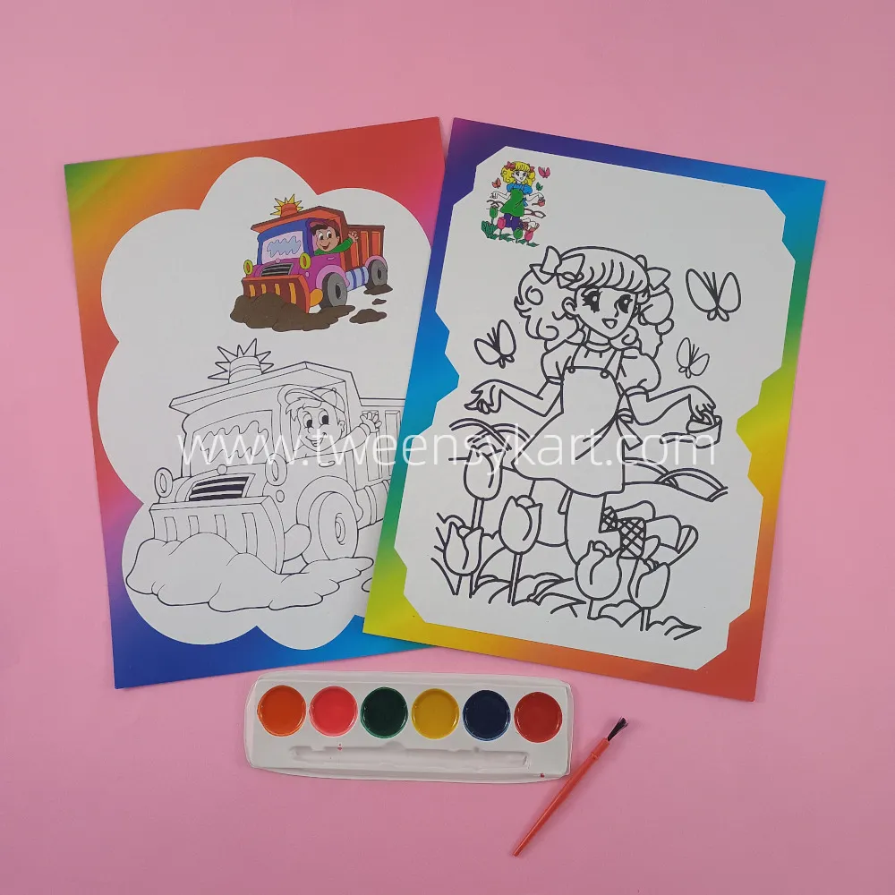 Painting kit A4 Size Cards With Dry Colour Palette With Brush