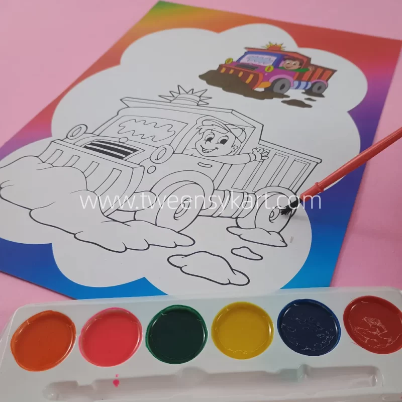 Painting kit A4 Size Cards With Dry Colour Palette With Brush