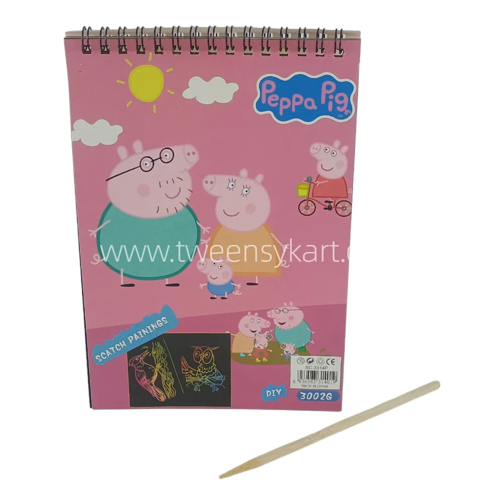 Peppa Pig Scratch Books With Wooden Stick to Make Colourful Designs