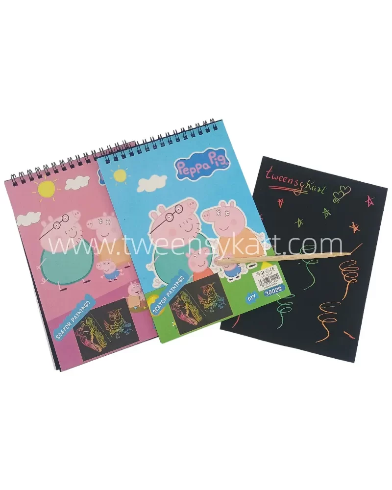 Peppa Pig Scratch Books With Wooden Stick to Make Colourful Designs