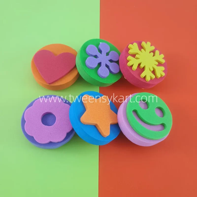 6 Pcs Double Sided Kids Foam Stamps With Various Prints on Both Sides