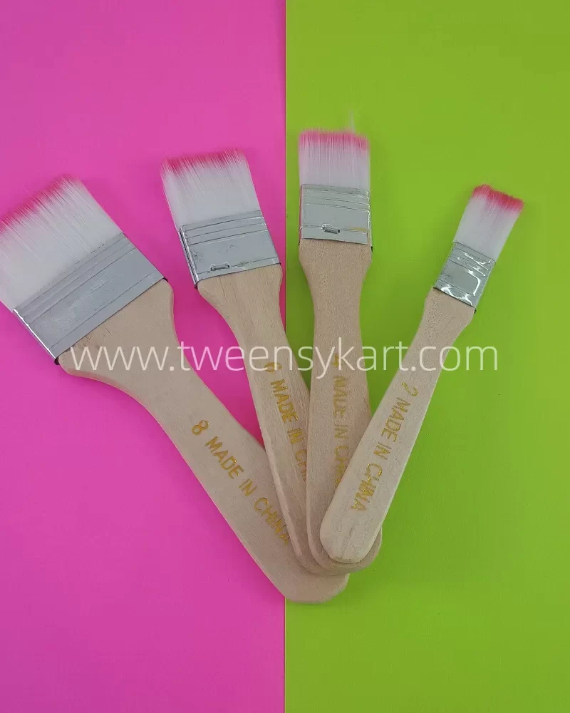 4 Pc Colourful Hair Brush For Painting With Wooden Stick to Hold