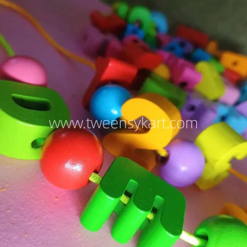 Colourful Wooden Numbers & Alphabets & Beads for Lacing