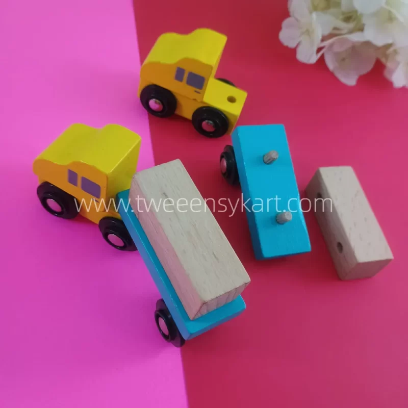 Wooden Yellow Blue Vehicle