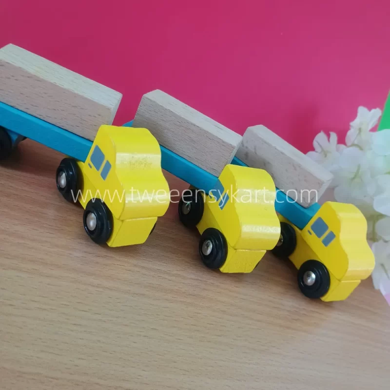 Wooden Yellow Blue Vehicle