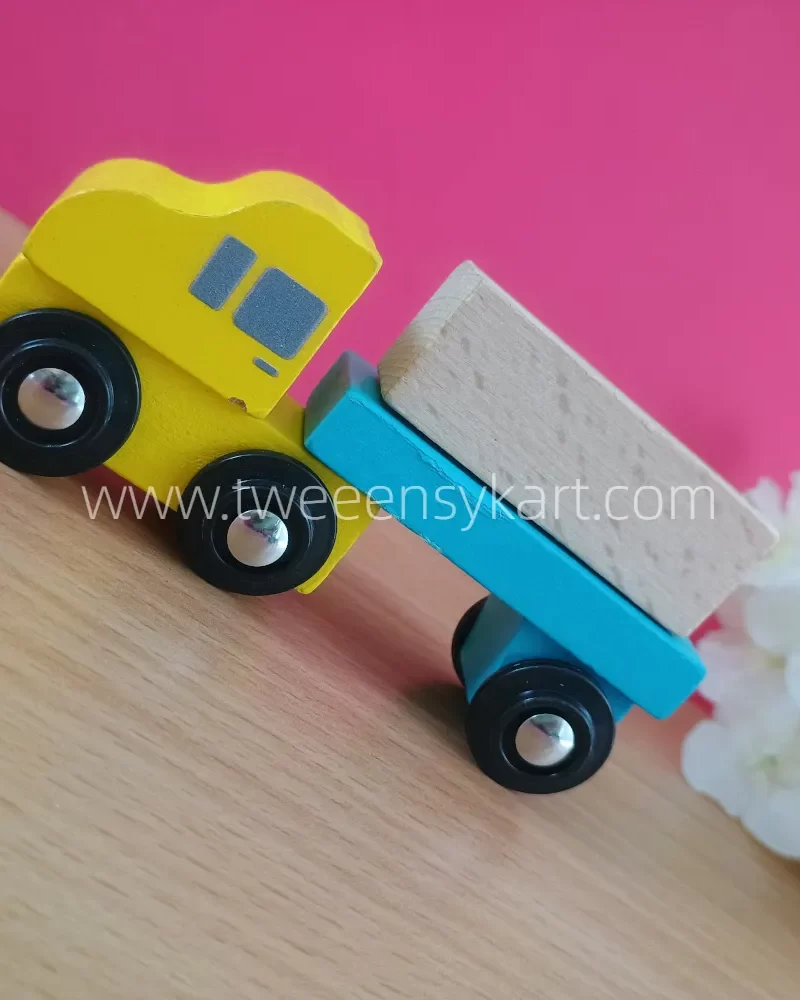 Wooden Yellow Blue Vehicle