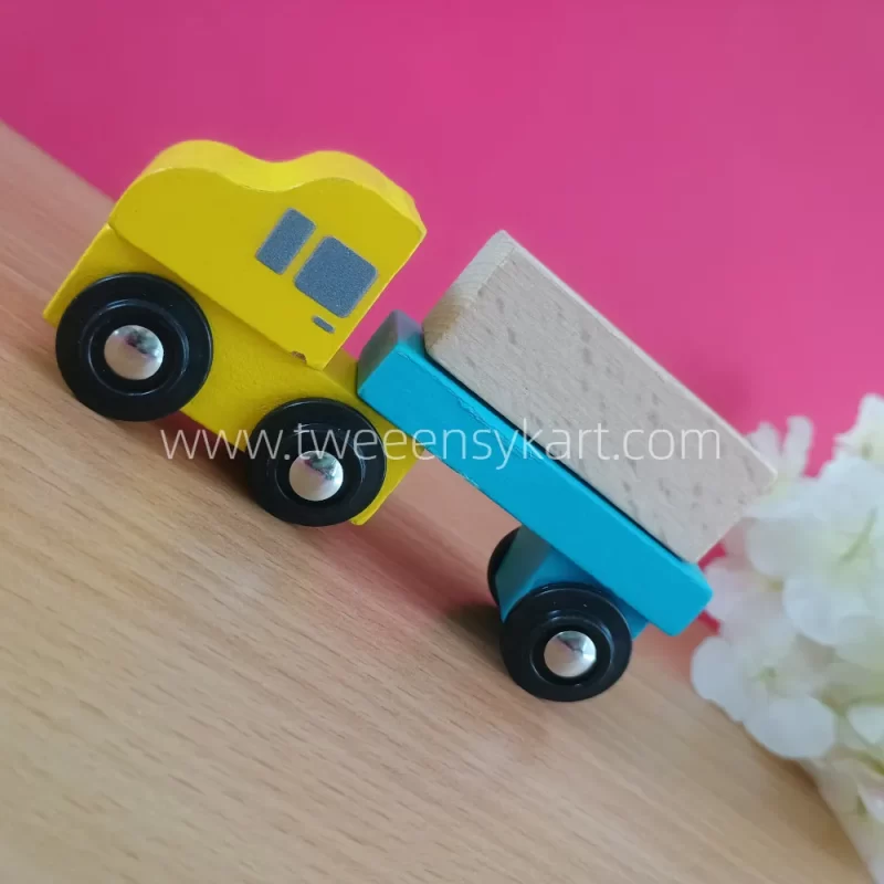 Wooden Yellow Blue Vehicle