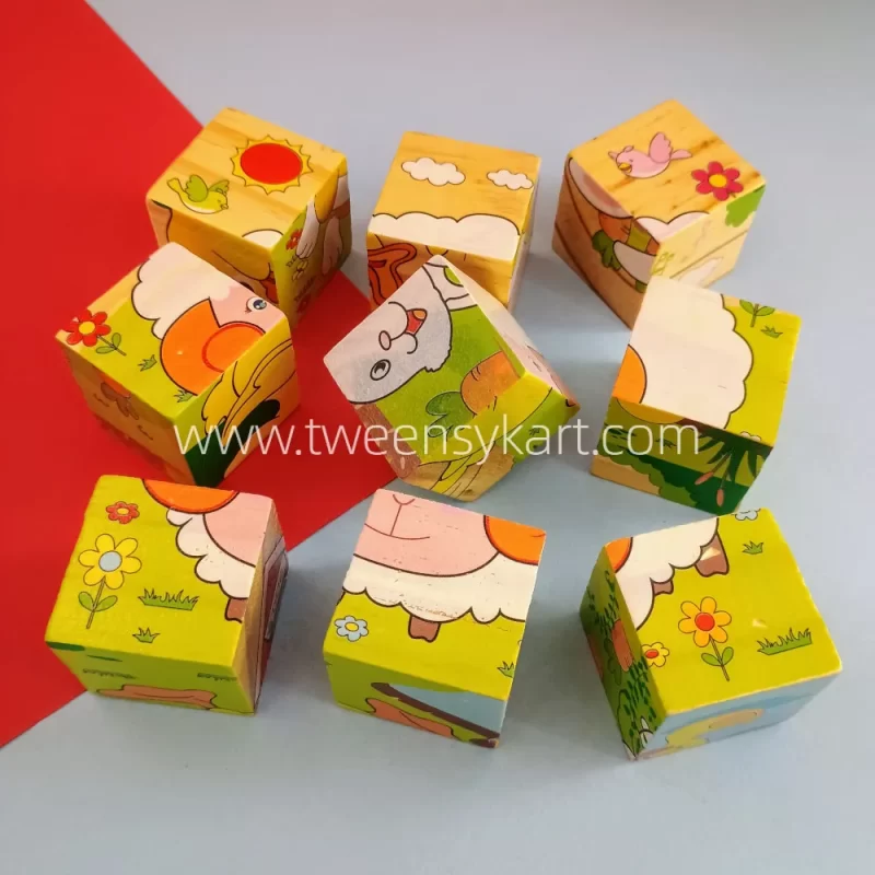 wooden printed cubes