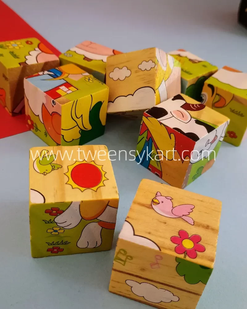 wooden printed cubes