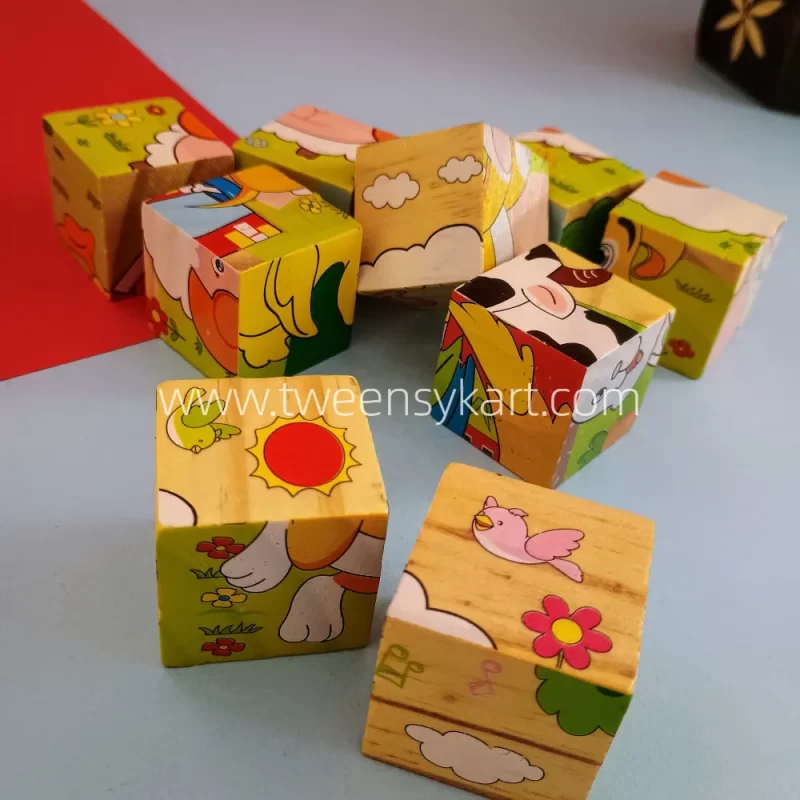 wooden printed cubes