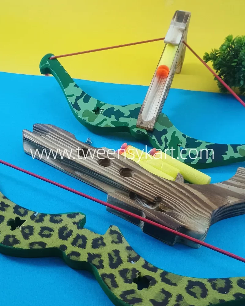 Wooden bow Arrow toy- Wooden Gun with Bullets