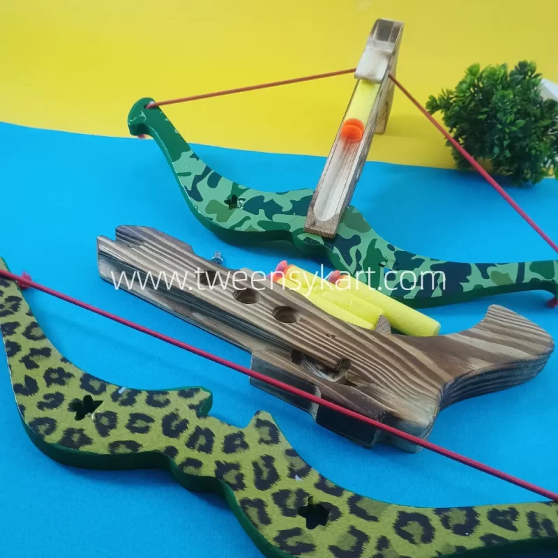 Wooden bow Arrow toy- Wooden Gun with Bullets