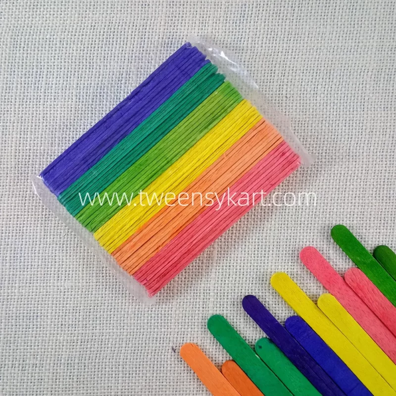 Colourful thin Popsicles sticks