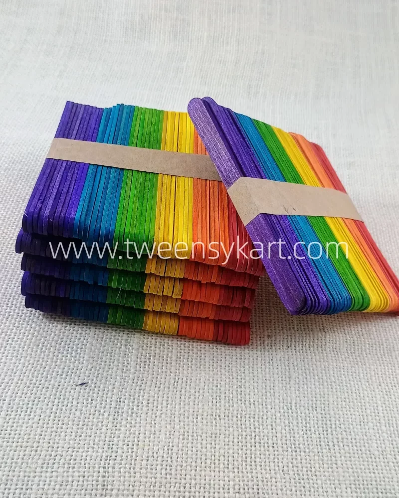 Colourful thin Popsicles sticks