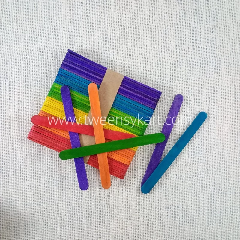 Colourful thin Popsicles sticks