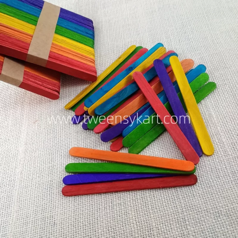 Colourful thin Popsicles sticks