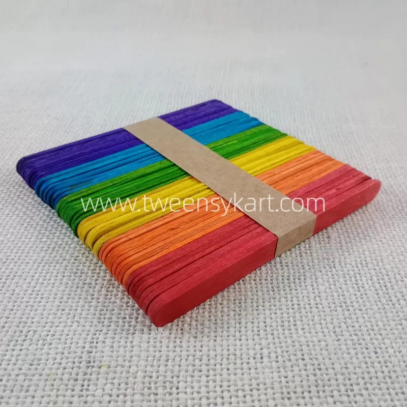 Colourful thin Popsicles sticks