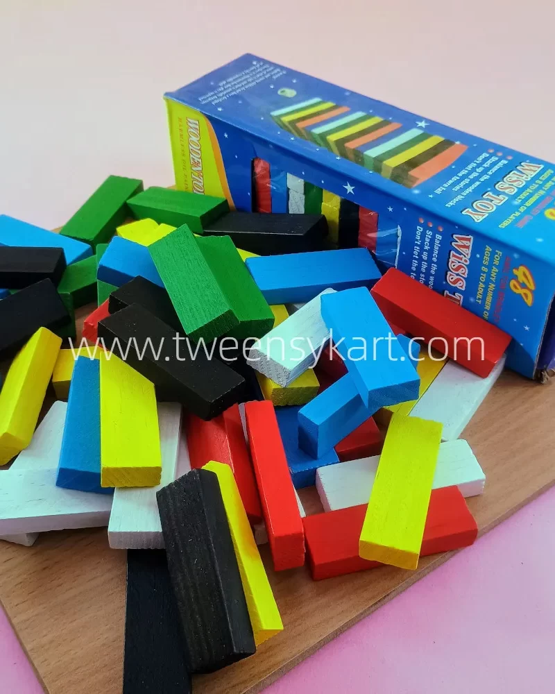 Jenga Game Wooden Colourful Jenga for Kids & Adults