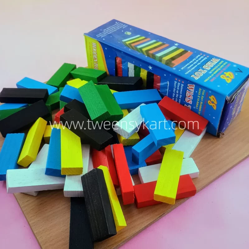 Jenga Game Wooden Colourful Jenga for Kids & Adults