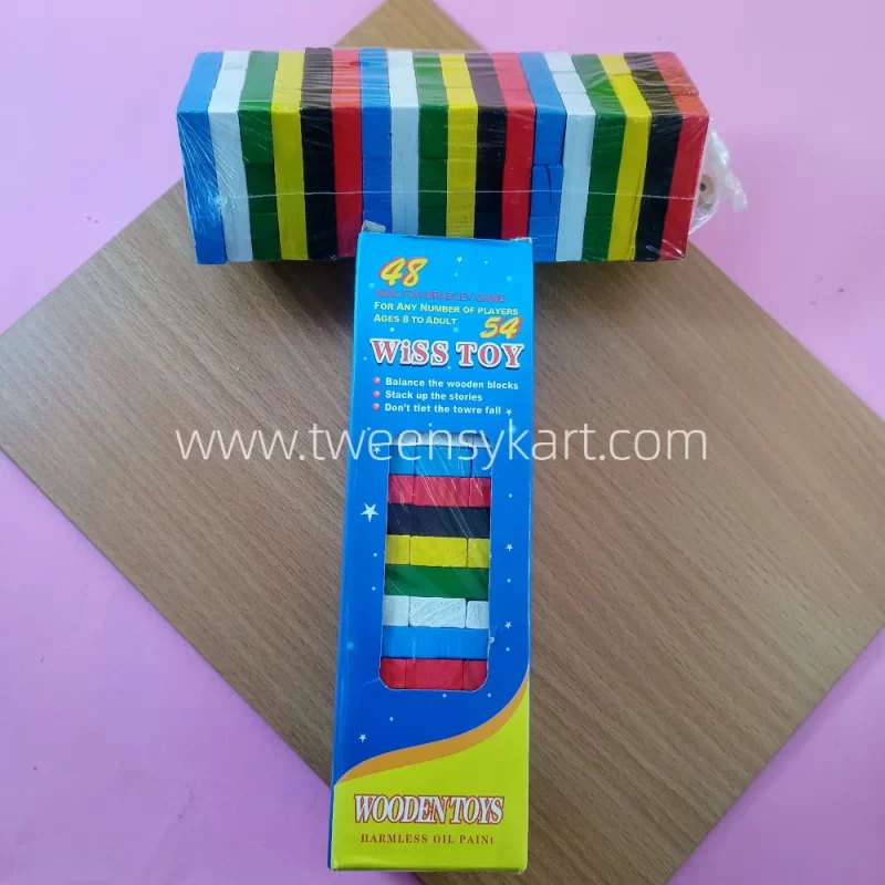 Jenga Game Wooden Colourful Jenga for Kids & Adults