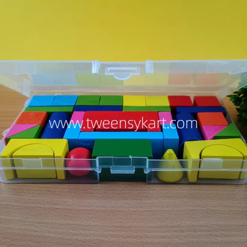 Wooden Blocks in Plastic box