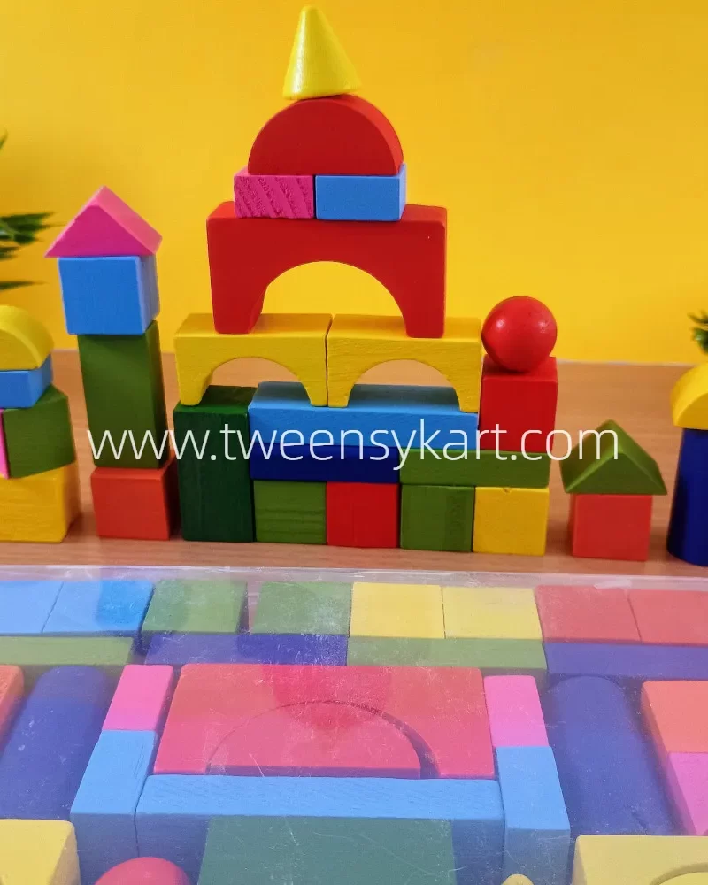 Wooden Blocks in Plastic box