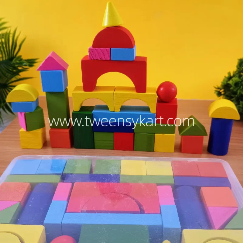 Wooden Blocks in Plastic box