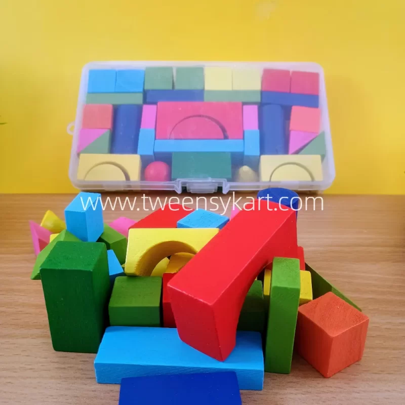 Wooden Blocks in Plastic box