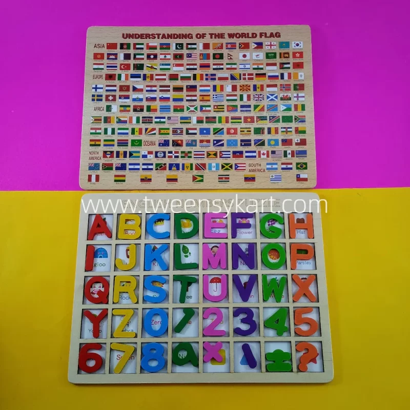 Alphabets and numbers Checkers Board