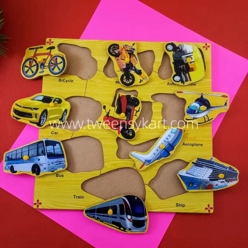 Wooden Vehicles knob puzzles