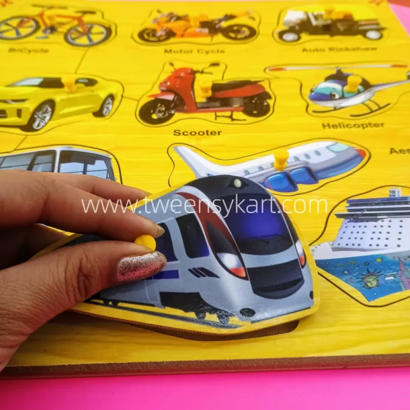 Wooden Vehicles knob puzzles