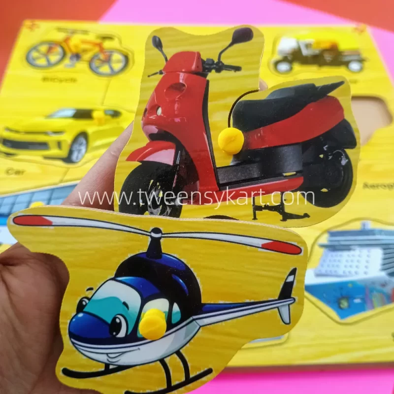 Wooden Vehicles knob puzzles